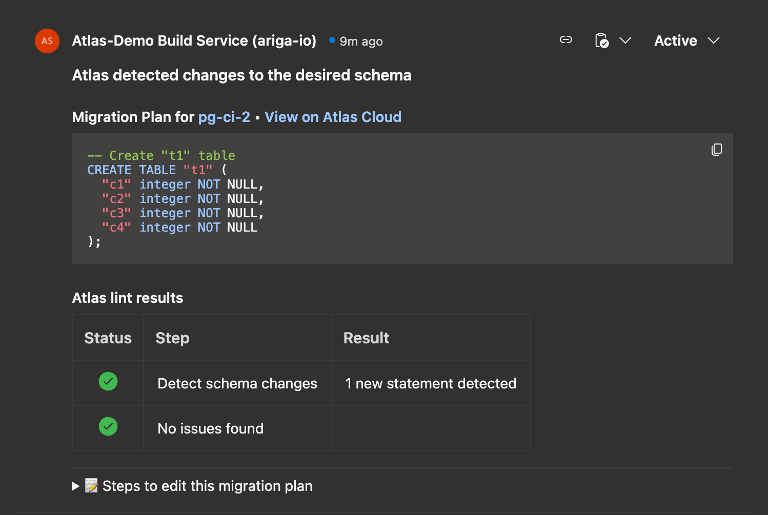 Atlas schema plan output