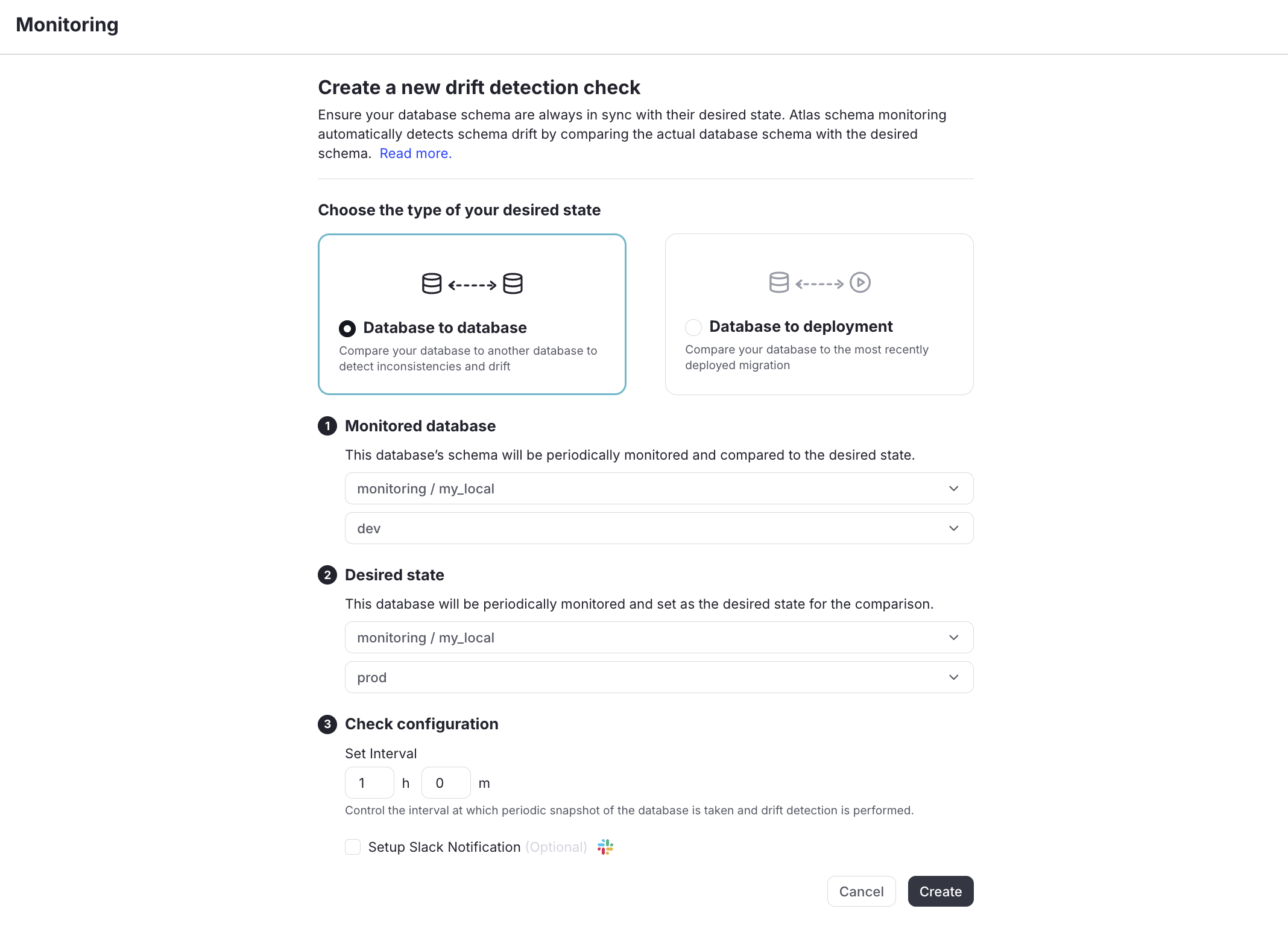 Configure Drift Detection from Snapshot Scope