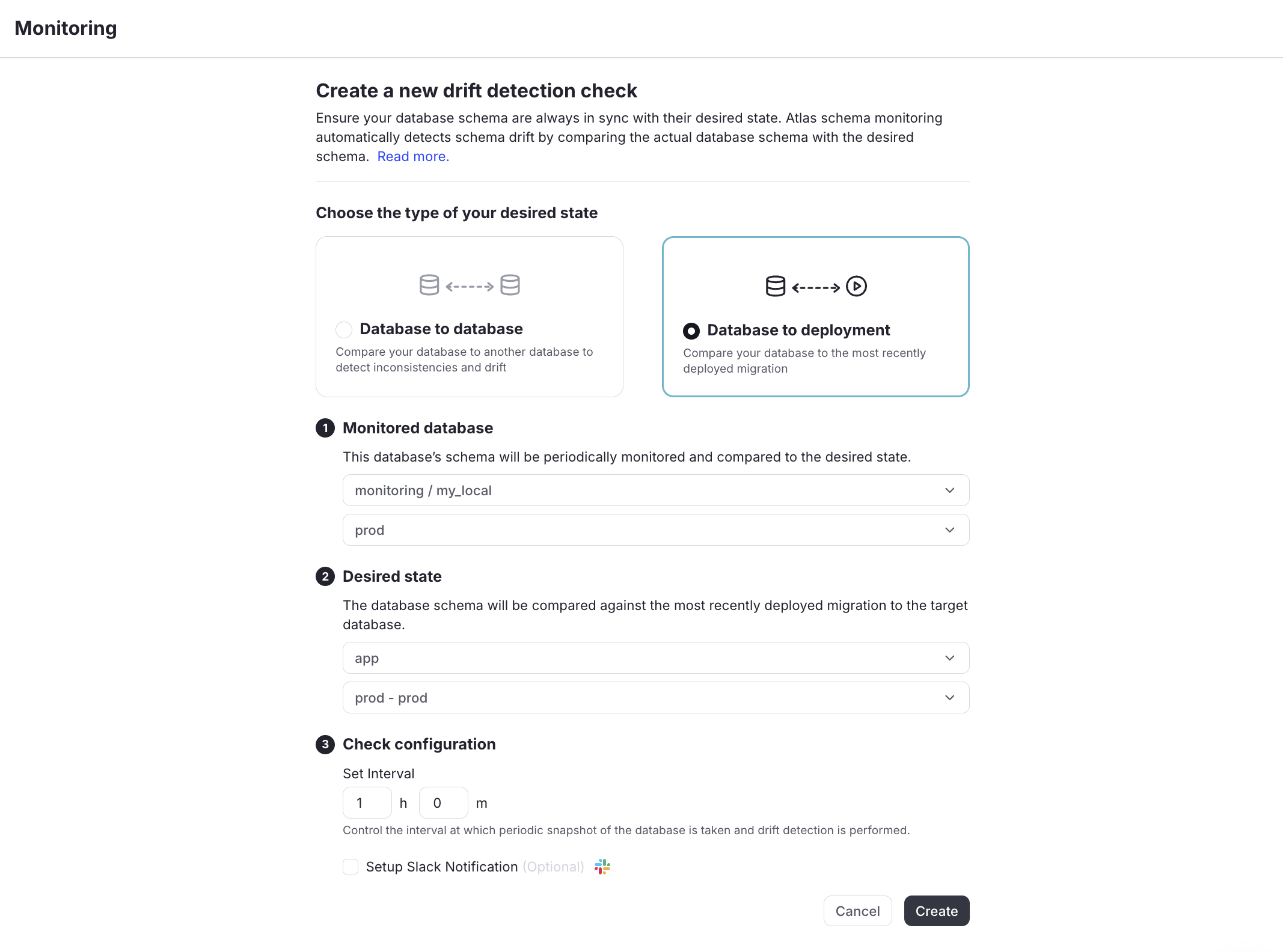 Configure Drift Detection from Deployed Migration