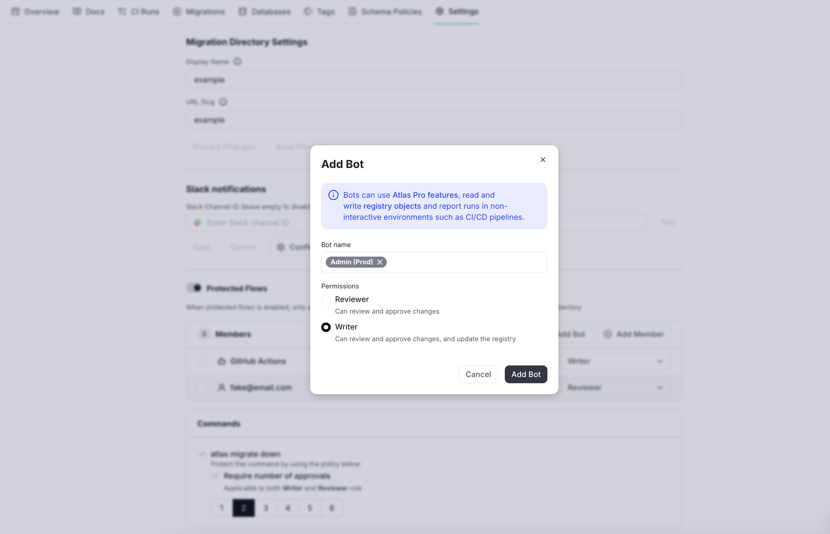 Add bot role to Atlas Cloud repository