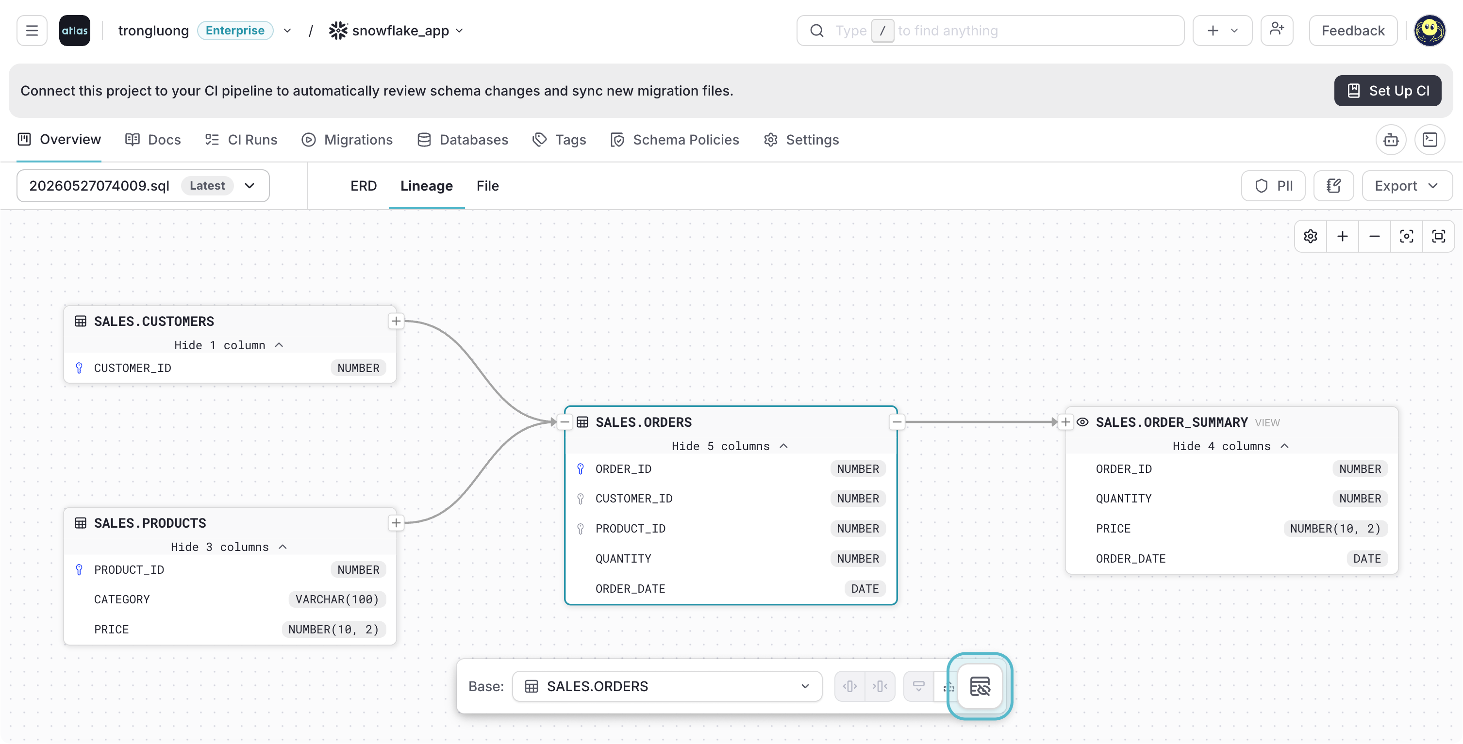 Hiding all non-lineage columns for a lineage node and its related nodes
