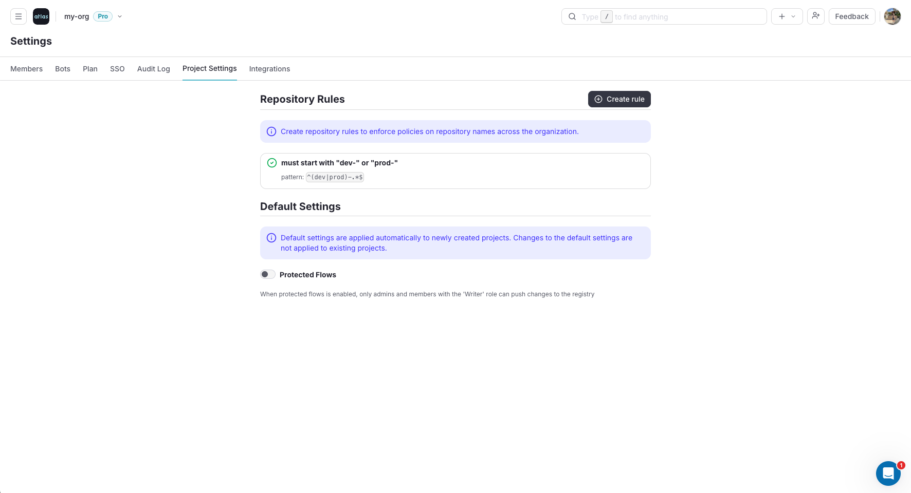 Repository Rules configuration in Atlas Cloud